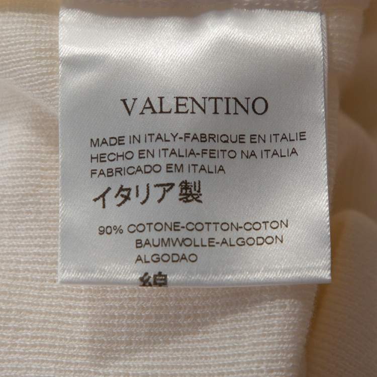 Pre Owned Valentino Off White Cotton Sequined Lace Trim Tank Top M