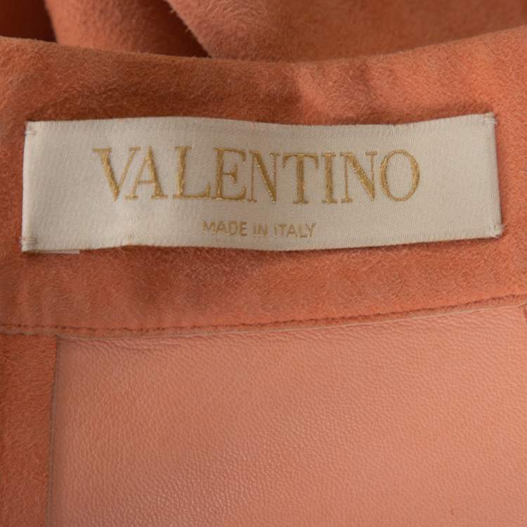 Pre Owned Valentino Peach Suede Patchwork Midi Skirt S