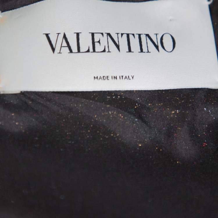 Pre Owned Valentino Multicolor Metallic Lurex Jacquard Butterfly Pattern A Line Dress M