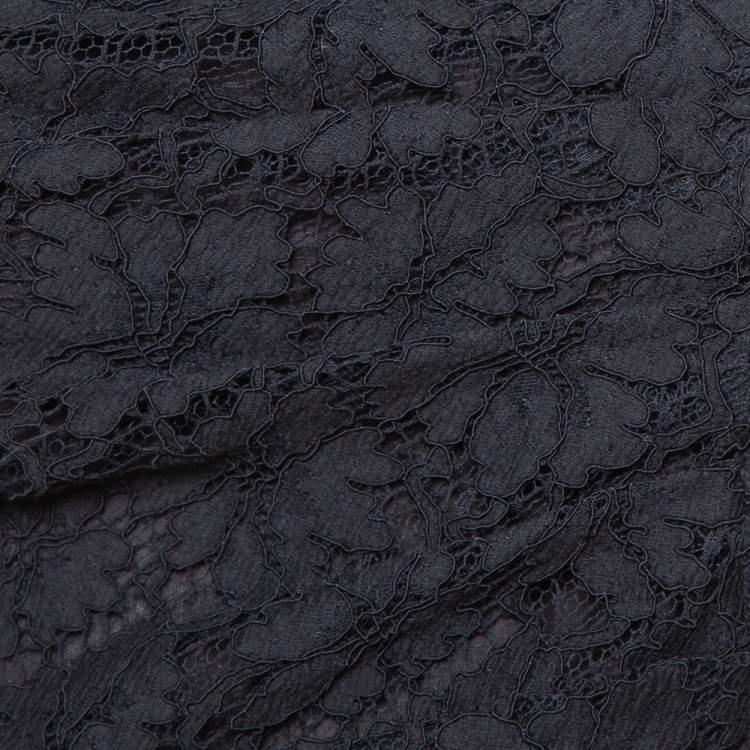 Pre Owned Valentino Black Lace Ruffle One Shoulder Short Dress M