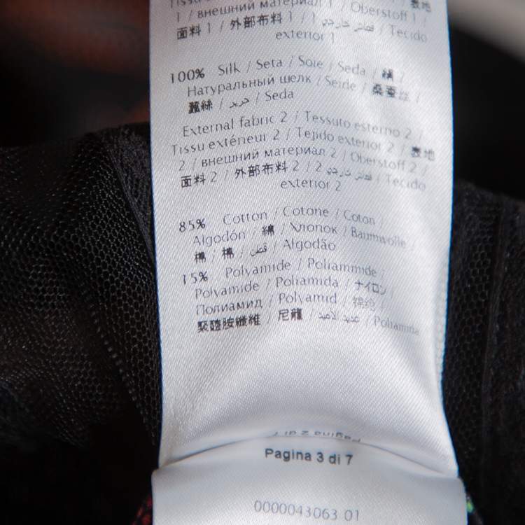 Pre Owned Valentino Black Watersong Printed Silk & Lace Trim Maxi Dress M