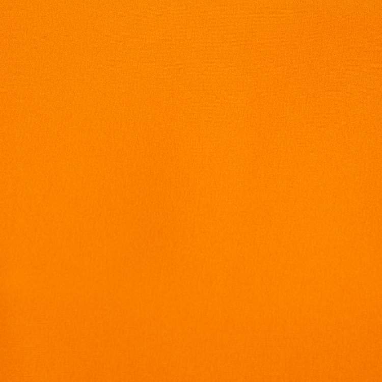 Pre Owned Valentino Orange Silk Scalloped Edge Cady Poncho S