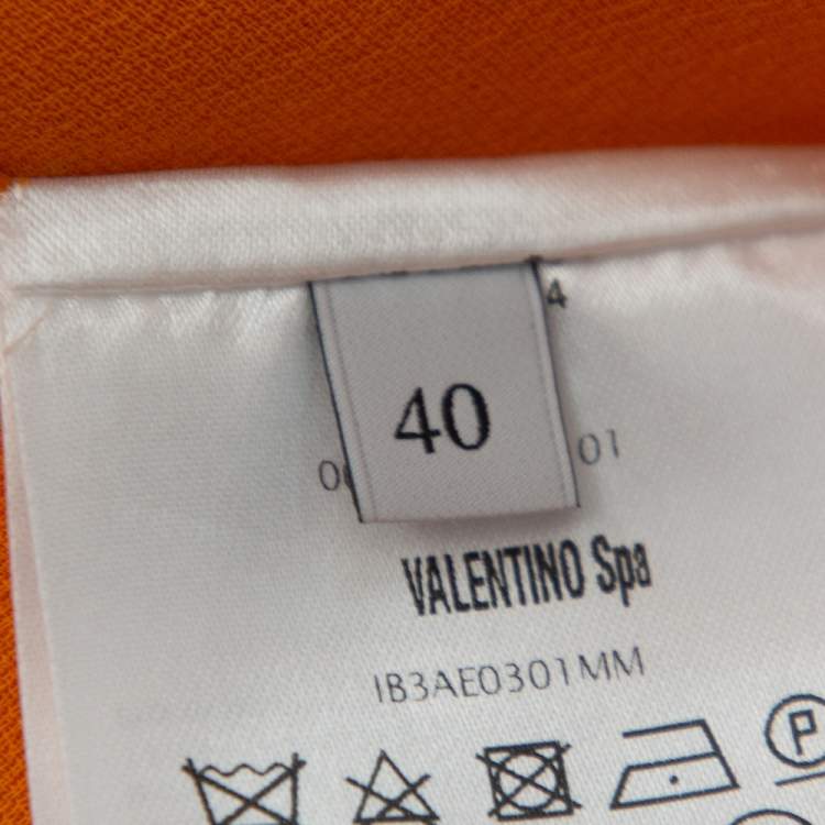 Pre Owned Valentino Orange Silk Scalloped Edge Cady Poncho S