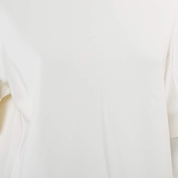 Pre Owned Valentino Cream Knit Crewneck Crop Top M