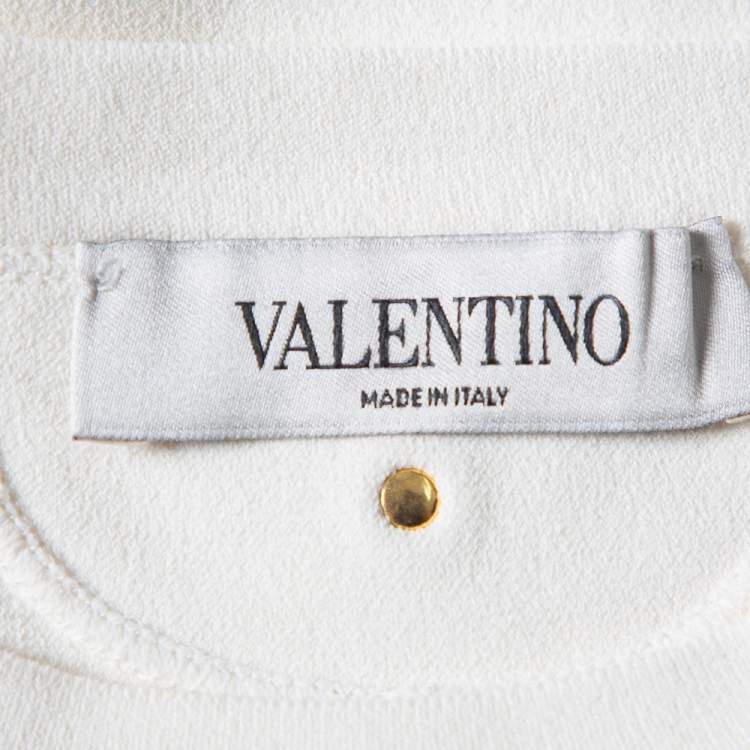 Pre Owned Valentino Cream Knit Crewneck Crop Top M