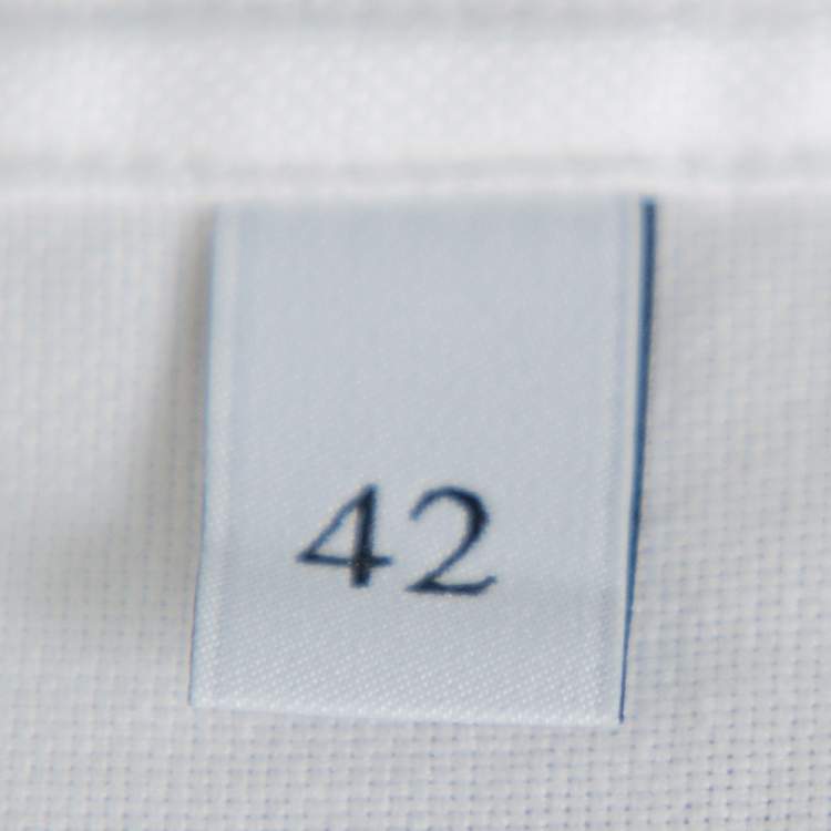 Pre Owned Valentino White Cotton Neck Tie Detail Lace Front Shirt M