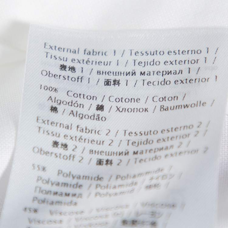 Pre Owned Valentino White Cotton Neck Tie Detail Lace Front Shirt M