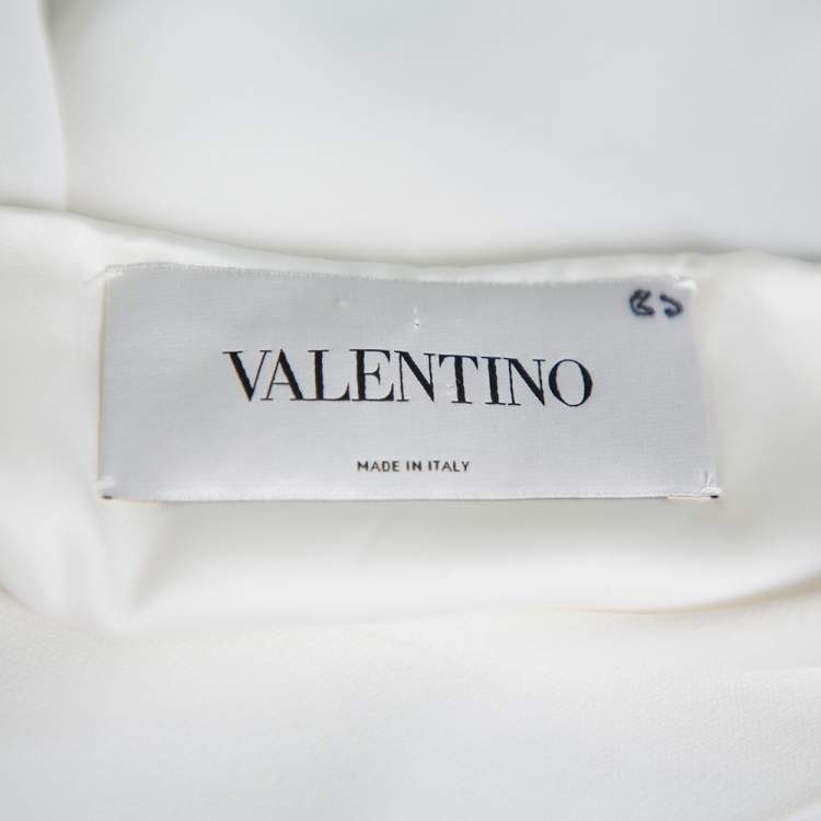 Pre Owned Valentino Black & White Crepe Drape Detail Sheath Dress L