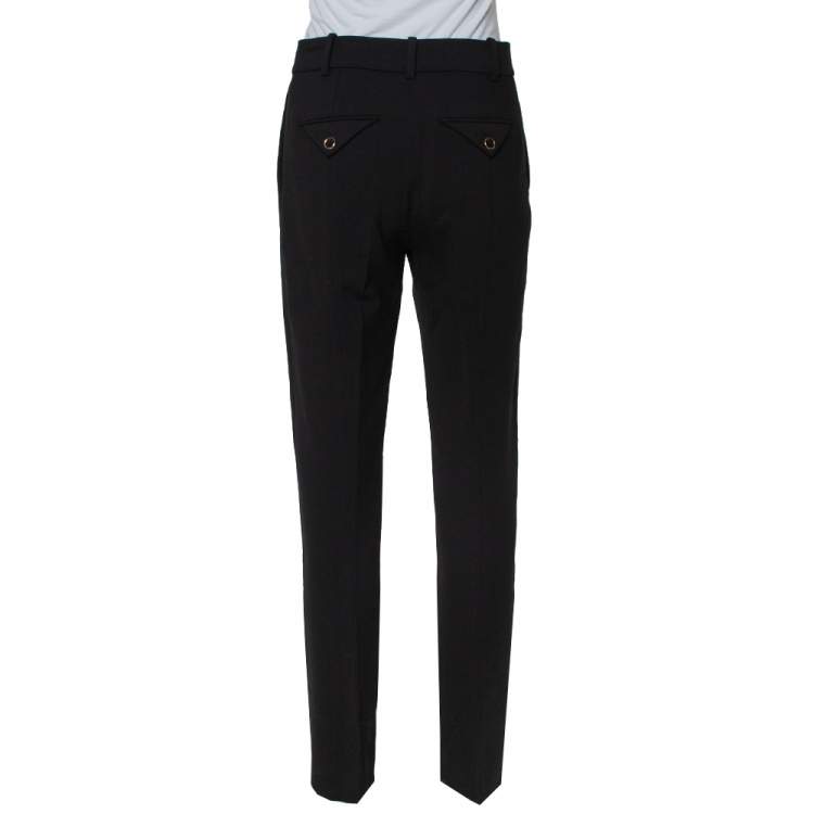 Pre Owned Valentino Black Stretch Wool Tapered Leg Pants M