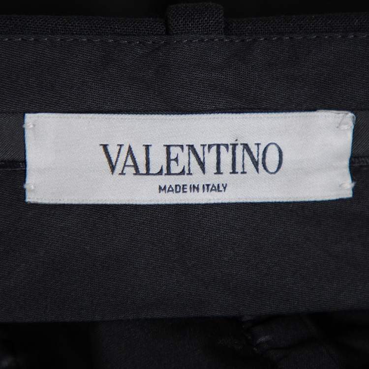 Pre Owned Valentino Black Stretch Wool Tapered Leg Pants M