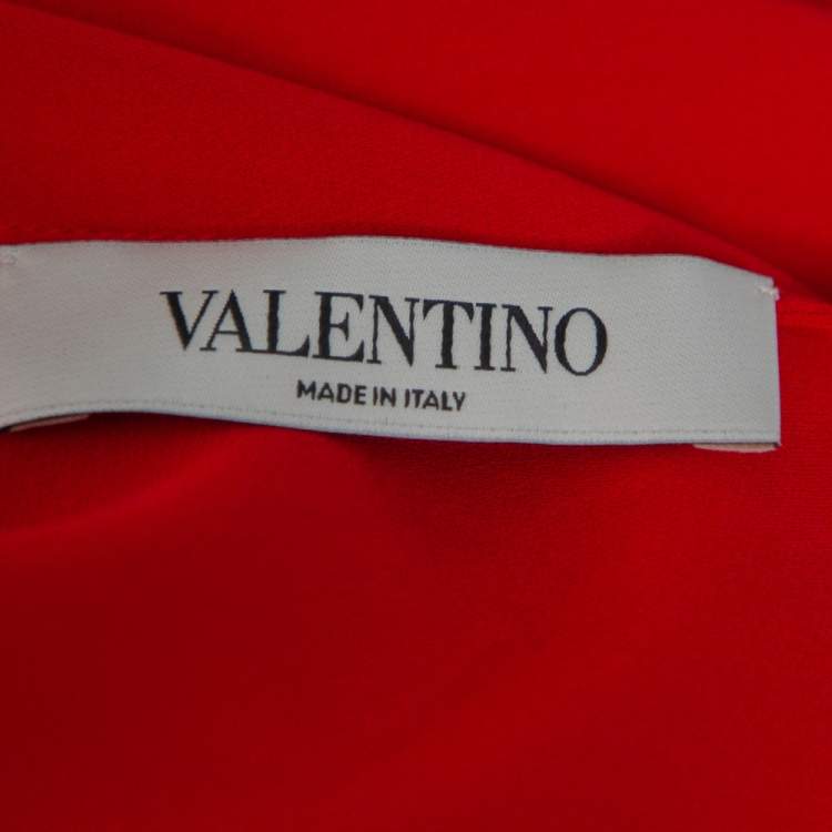 Pre Owned Valentino Red Silk Bell Sleeve Top M