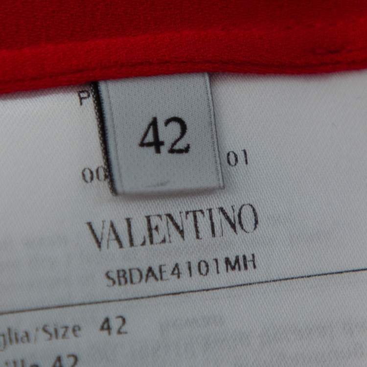 Pre Owned Valentino Red Silk Bell Sleeve Top M