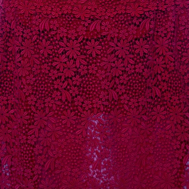 Pre Owned Valentino Red Lace Short Skirt L