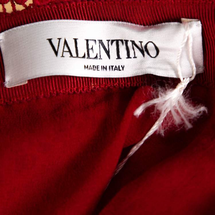 Pre Owned Valentino Red Lace Short Skirt L