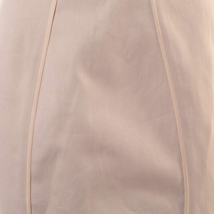 Pre Owned Valentino Beige Cotton Ruffle Detail Paneled Knee Length Skirt M