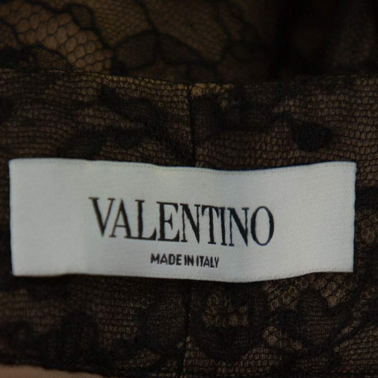 Pre Owned Valentino Black Lace Overlay Flared Trousers L