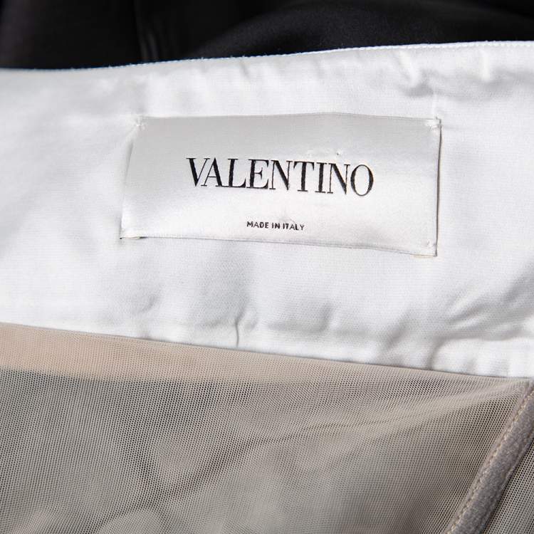 Pre Owned Valentino Black & White Wool & Silk Blend Bow Detail Strapless Tube Dress M