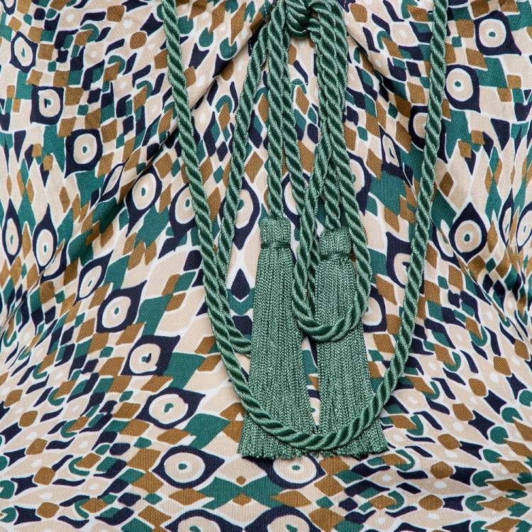 Pre Owned Valentino Multicolor Printed Knit Front Tie Detail Top L