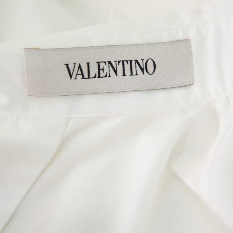 Pre Owned Valentino White Cotton Back Tie Detail Button Front Shirt S