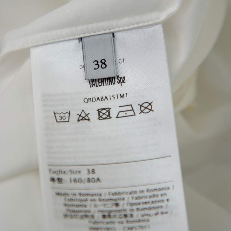 Pre Owned Valentino White Cotton Back Tie Detail Button Front Shirt S