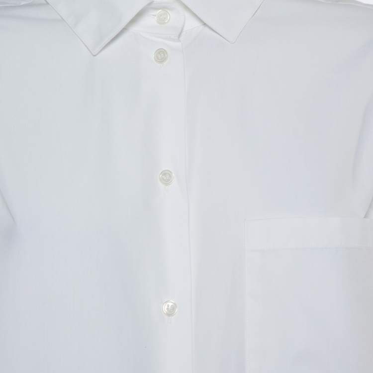 Pre Owned Valentino White Cotton Back Tie Detail Button Front Shirt S