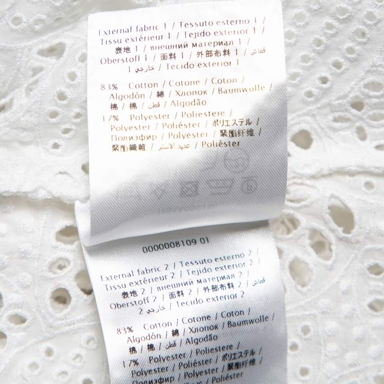 Pre Owned Valentino White Eyelet Lace Collared Button Front Shirt M