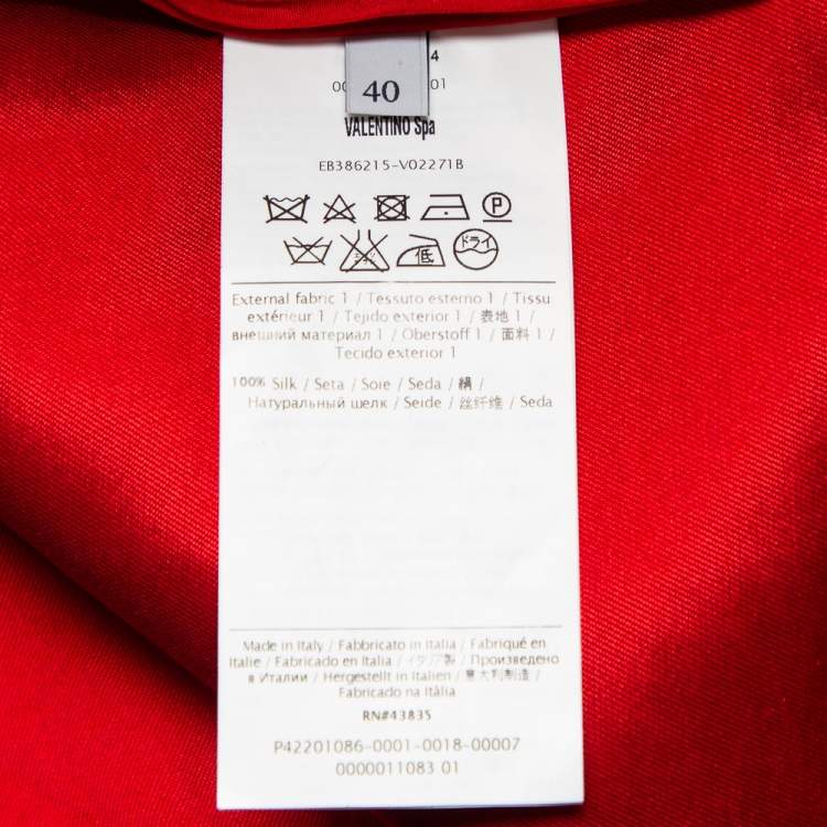 Pre Owned Valentino Red Silk & Lace Paneled Oversized Top S