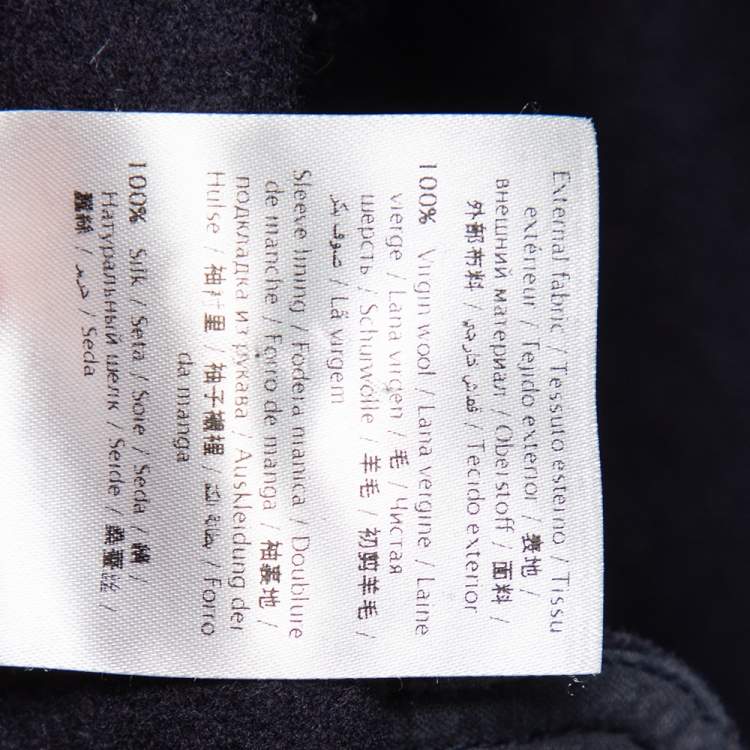 Pre Owned Valentino Navy Blue Wool Double Breasted Long Trench Coat L