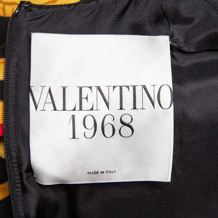 Pre Owned Valentino 1968 Vintage Multicolor Dragon Printed Wool & Silk Maxi Dress L