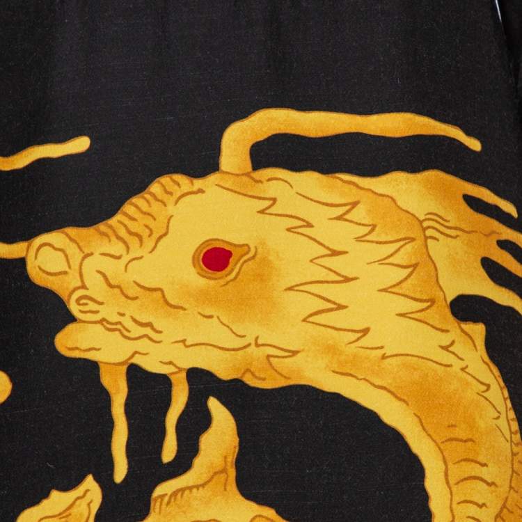 Pre Owned Valentino 1968 Vintage Multicolor Dragon Printed Wool & Silk Maxi Dress L