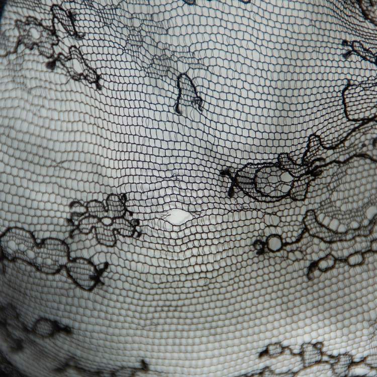 Pre Owned Valentino Black Knit & Lace Paneled Sheath Dress M