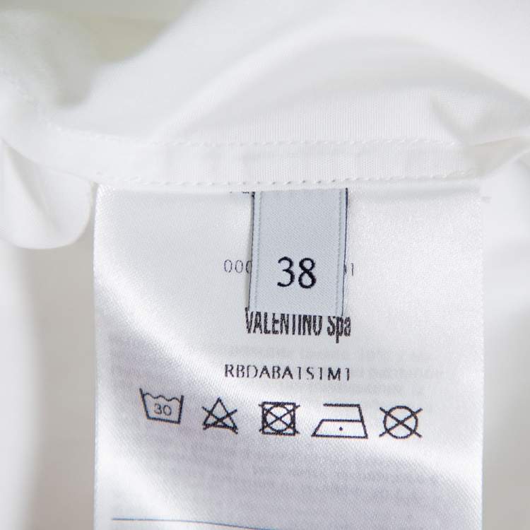 مملوكة مسبقًا Valentino White Cotton Neck Tie Detail Oversized Shirt S