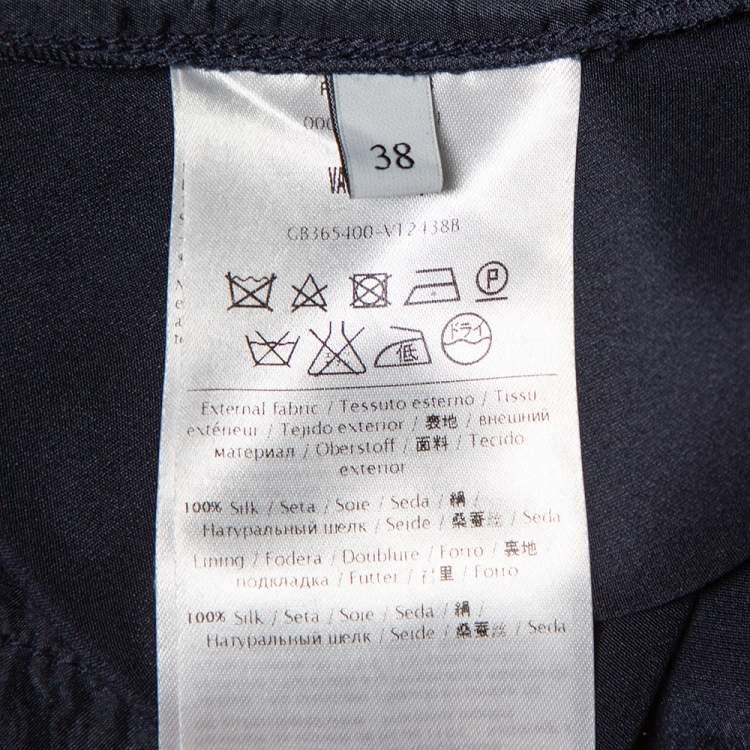Pre Owned Valentino Navy Blue Silk Pleated Detail Palazzo Pants S