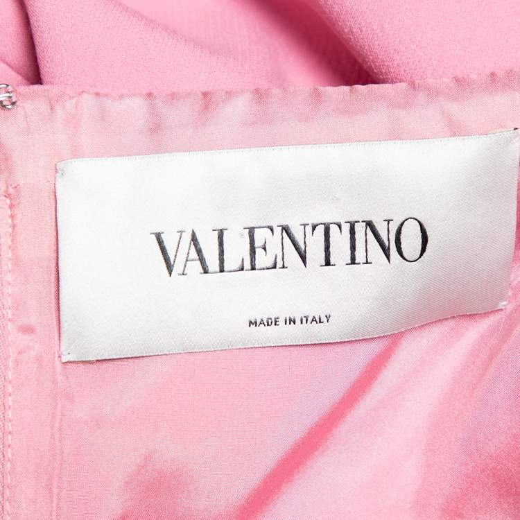 Pre Owned Valentino Pink Wool & Crepe Off Shoulder Mini Dress S