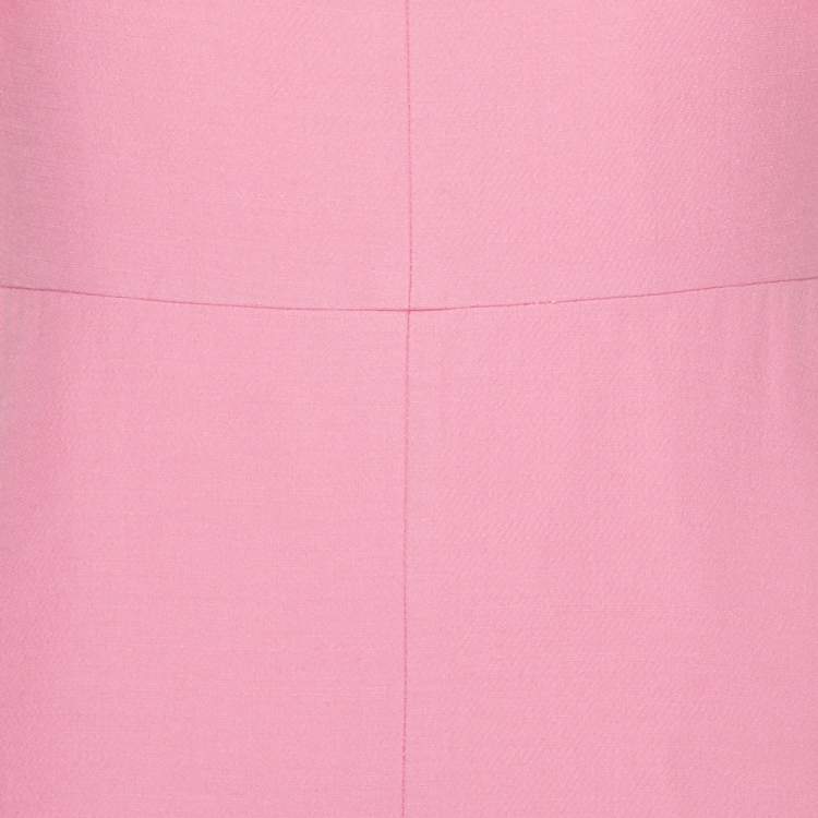 Pre Owned Valentino Pink Wool & Crepe Off Shoulder Mini Dress S