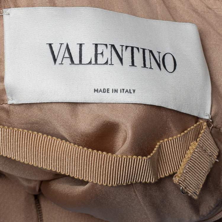 Pre Owned Valentino Beige Wool & Silk Open Back Detail Midi Dress S