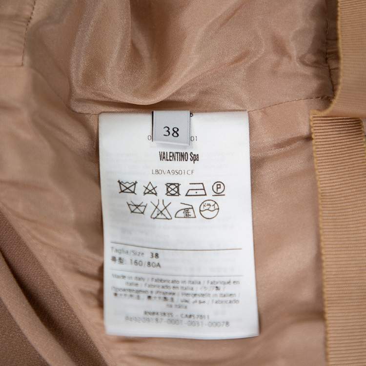 Pre Owned Valentino Beige Wool & Silk Open Back Detail Midi Dress S