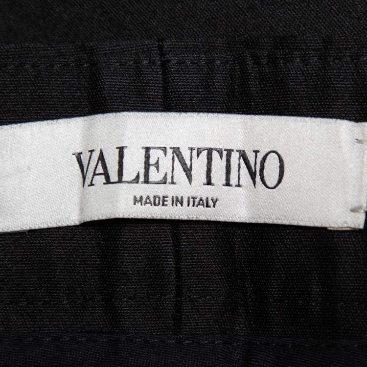 Pre Owned Valentino Black Wool & Silk Wide Leg Trousers S