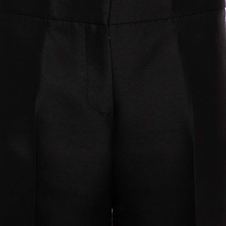 Pre Owned Valentino Black Wool & Silk Wide Leg Trousers S