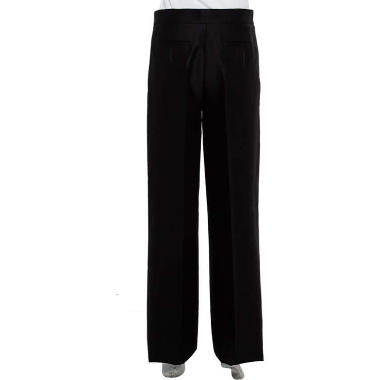 Pre Owned Valentino Black Wool & Silk Wide Leg Trousers S
