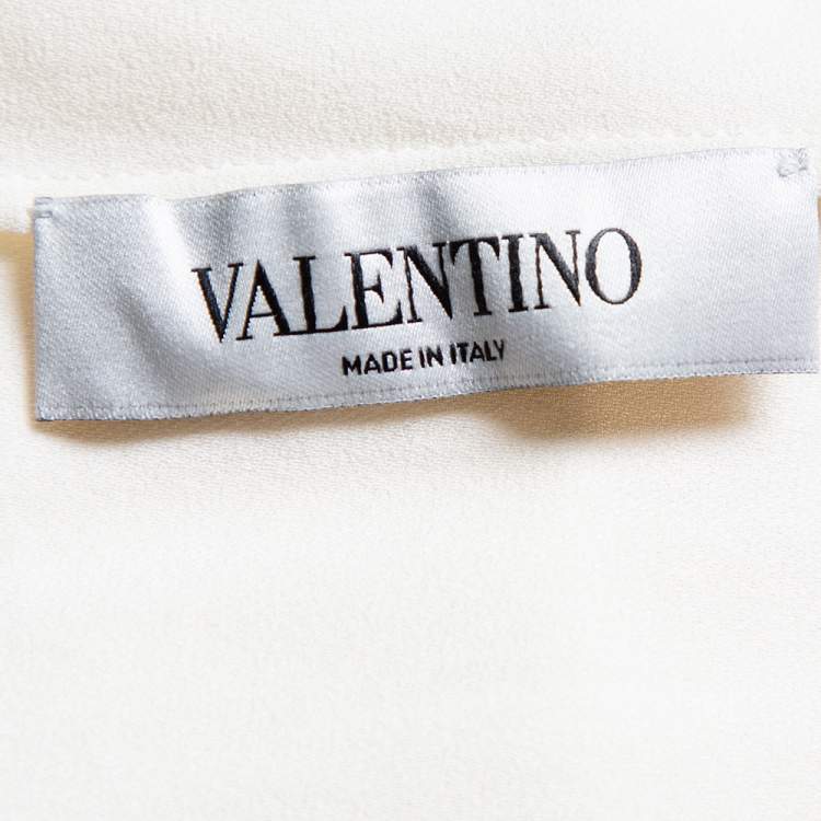 Pre Owned Valentino Cream Silk Raglan Sleeve Top M