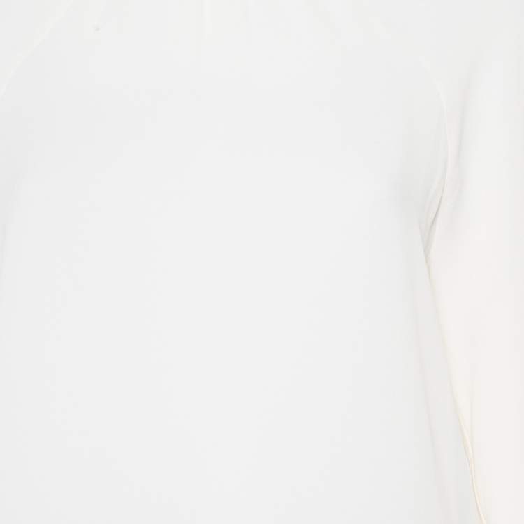 Pre Owned Valentino Cream Silk Raglan Sleeve Top M
