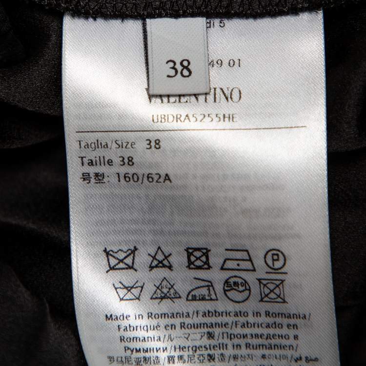 Pre Owned Valentino Black Pleated Crepe Midi Skirt S