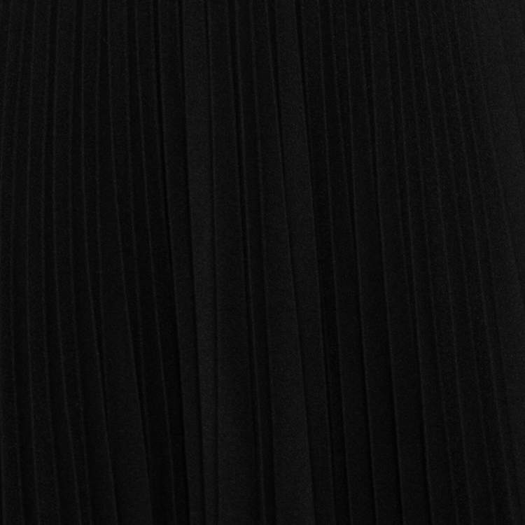 Pre Owned Valentino Black Pleated Crepe Midi Skirt S