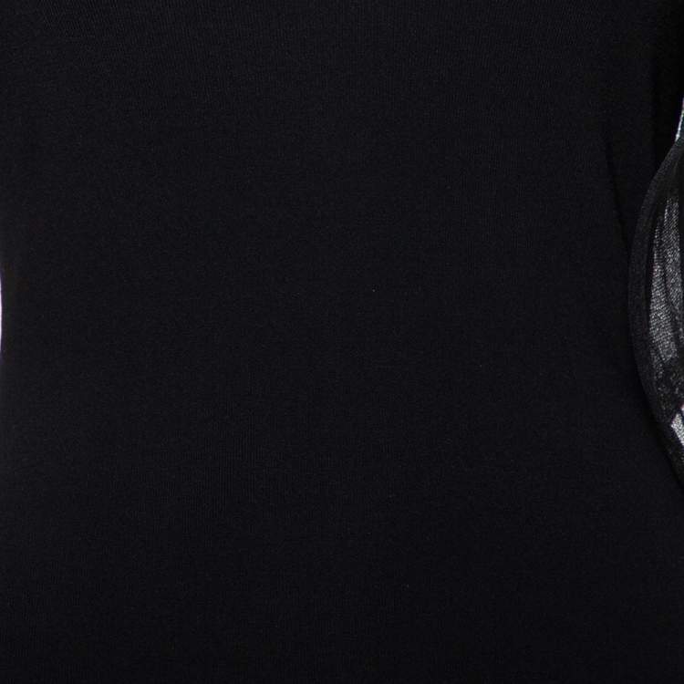 Pre Owned Valentino Black Knit Structured Ruffle Detail Sheath Dress S