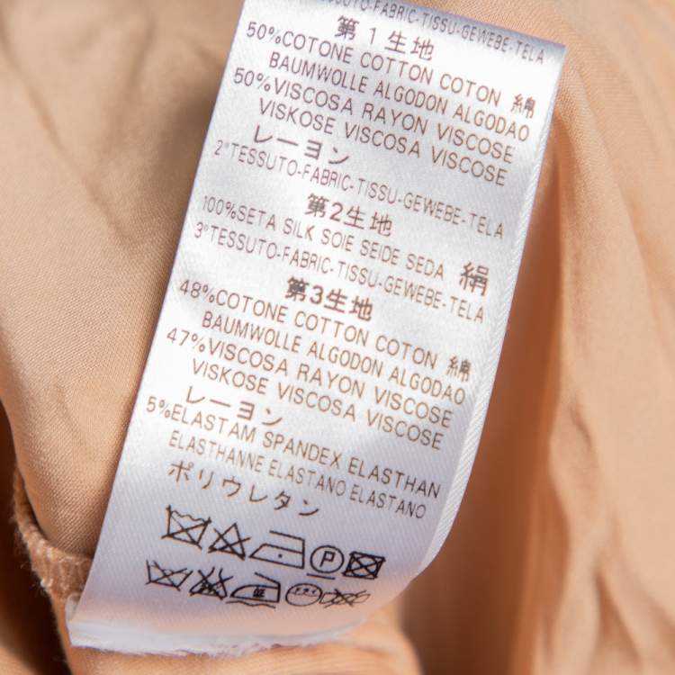 Pre Owned Valentino Beige Satin & Knit Paneled Waist Tie Detail Joggers S