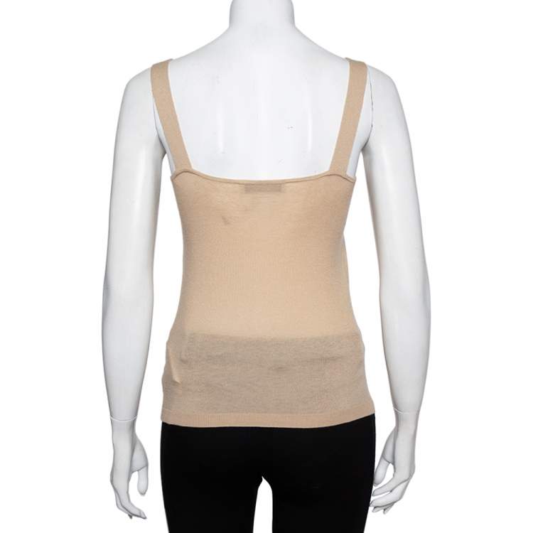 Pre Owned Valentino Beige Cashmere & Silk Camisole Top M