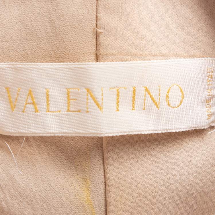 Pre Owned Valentino Cream Lurex Tweed Mid Length Coat S