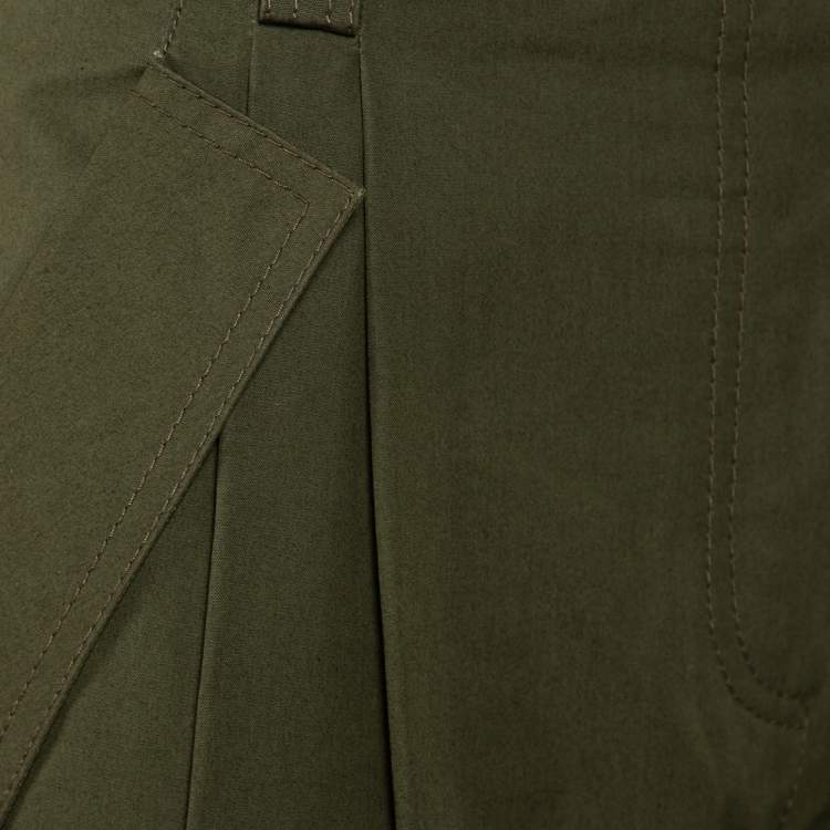 Pre Owned Valentino Khaki Green Cotton Pants M