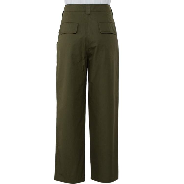 Pre Owned Valentino Khaki Green Cotton Pants M